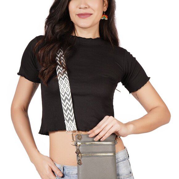 Artizanni Womens Crossbody Vegan Clutch Purse Satchel with Guitar Strap (Grey) - Picture 11 of 12